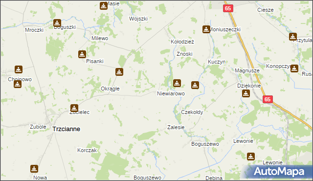 mapa Niewiarowo, Niewiarowo na mapie Targeo