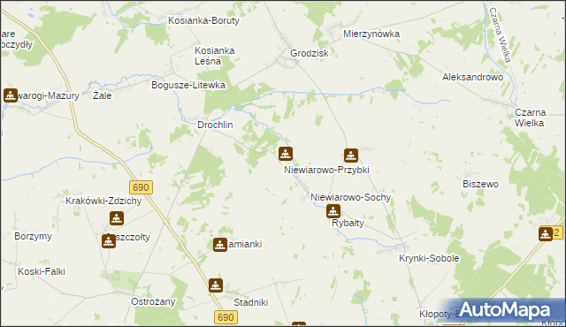 mapa Niewiarowo-Przybki, Niewiarowo-Przybki na mapie Targeo