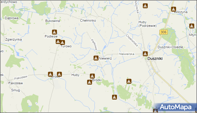 mapa Niewierz gmina Duszniki, Niewierz gmina Duszniki na mapie Targeo