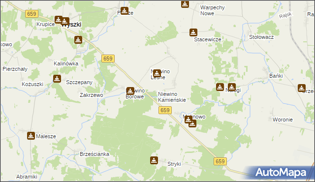 mapa Niewino Kamieńskie, Niewino Kamieńskie na mapie Targeo