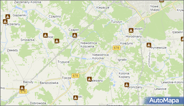 mapa Niewodnica Korycka, Niewodnica Korycka na mapie Targeo