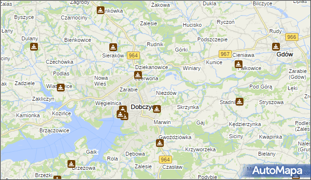 mapa Niezdów gmina Dobczyce, Niezdów gmina Dobczyce na mapie Targeo