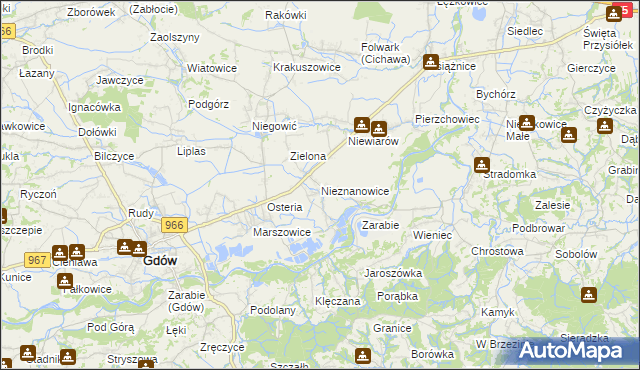 mapa Nieznanowice gmina Gdów, Nieznanowice gmina Gdów na mapie Targeo