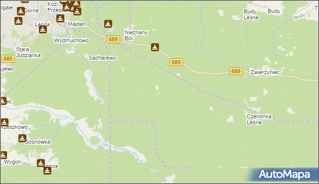 mapa Nieznany Bór, Nieznany Bór na mapie Targeo