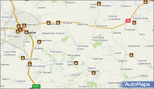 mapa Nikisiałka Duża, Nikisiałka Duża na mapie Targeo