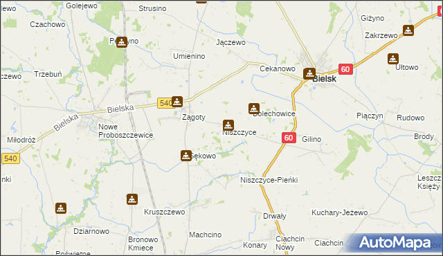 mapa Niszczyce, Niszczyce na mapie Targeo