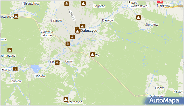 mapa Niwy gmina Daleszyce, Niwy gmina Daleszyce na mapie Targeo