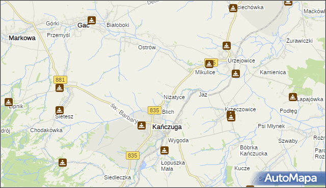 mapa Niżatyce, Niżatyce na mapie Targeo