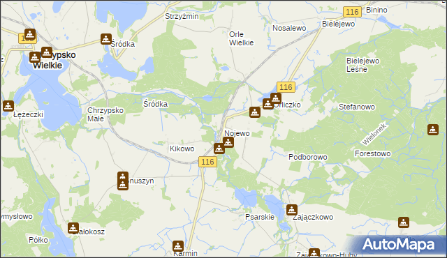 mapa Nojewo, Nojewo na mapie Targeo