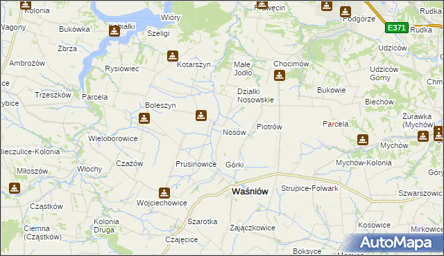 mapa Nosów gmina Waśniów, Nosów gmina Waśniów na mapie Targeo