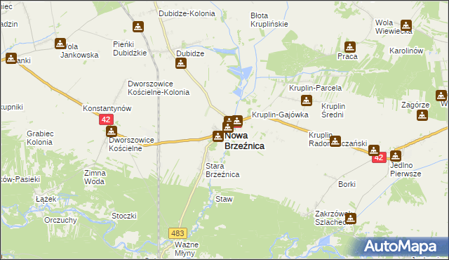 mapa Nowa Brzeźnica, Nowa Brzeźnica na mapie Targeo