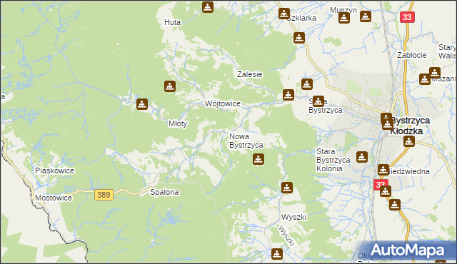 mapa Nowa Bystrzyca, Nowa Bystrzyca na mapie Targeo