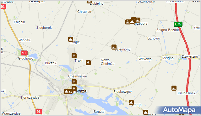 mapa Nowa Chełmża, Nowa Chełmża na mapie Targeo