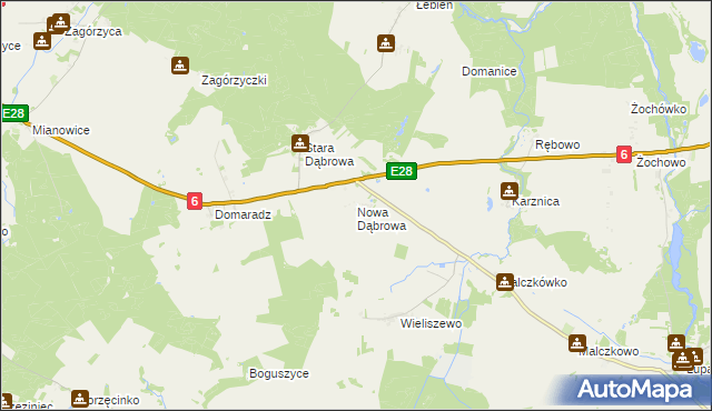 mapa Nowa Dąbrowa gmina Potęgowo, Nowa Dąbrowa gmina Potęgowo na mapie Targeo