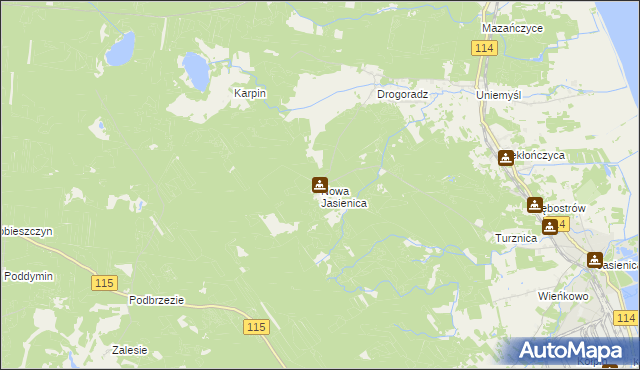 mapa Nowa Jasienica, Nowa Jasienica na mapie Targeo