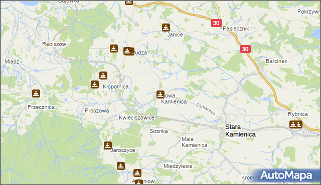 mapa Nowa Kamienica, Nowa Kamienica na mapie Targeo