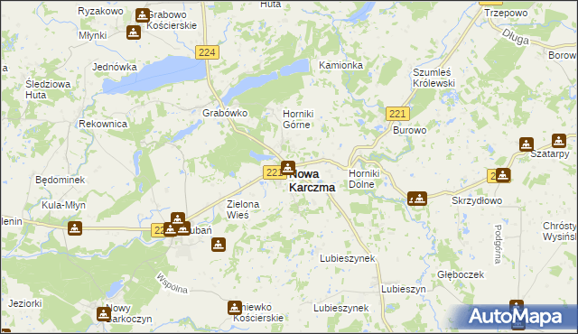 mapa Nowa Karczma powiat kościerski, Nowa Karczma powiat kościerski na mapie Targeo