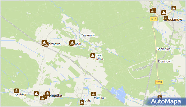 mapa Nowa Kuźnia gmina Gromadka, Nowa Kuźnia gmina Gromadka na mapie Targeo