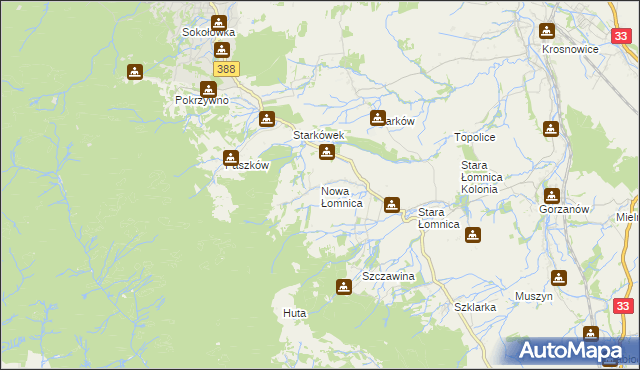 mapa Nowa Łomnica, Nowa Łomnica na mapie Targeo