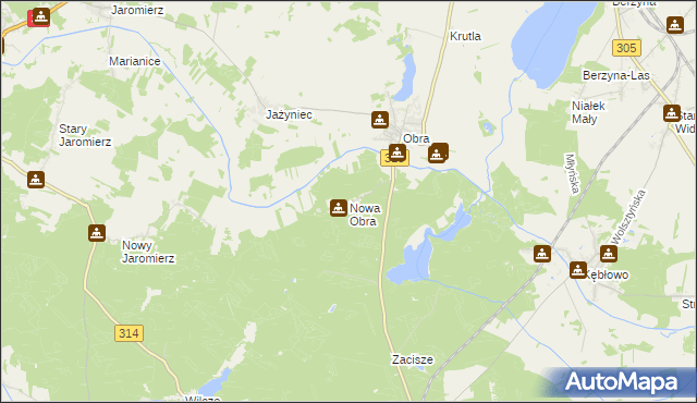 mapa Nowa Obra gmina Wolsztyn, Nowa Obra gmina Wolsztyn na mapie Targeo