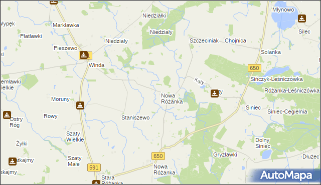 mapa Nowa Różanka gmina Srokowo, Nowa Różanka gmina Srokowo na mapie Targeo