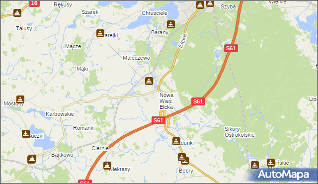 mapa Nowa Wieś Ełcka, Nowa Wieś Ełcka na mapie Targeo