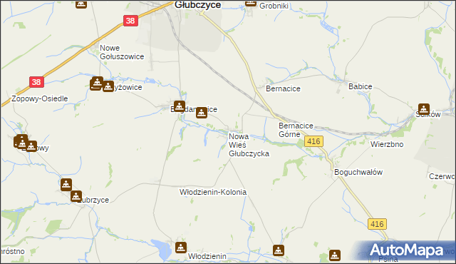mapa Nowa Wieś Głubczycka, Nowa Wieś Głubczycka na mapie Targeo