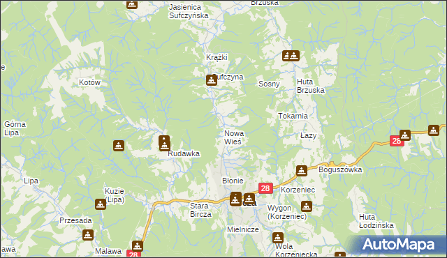 mapa Nowa Wieś gmina Bircza, Nowa Wieś gmina Bircza na mapie Targeo