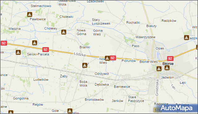 mapa Nowa Wieś gmina Błonie, Nowa Wieś gmina Błonie na mapie Targeo