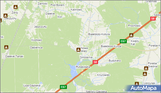 mapa Nowa Wieś gmina Brańszczyk, Nowa Wieś gmina Brańszczyk na mapie Targeo