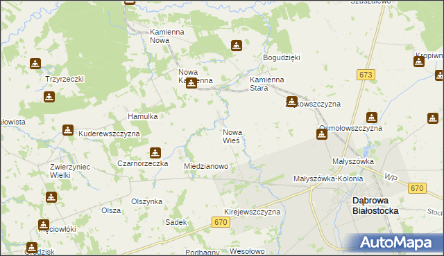 mapa Nowa Wieś gmina Dąbrowa Białostocka, Nowa Wieś gmina Dąbrowa Białostocka na mapie Targeo