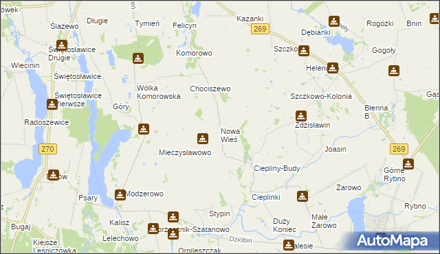 mapa Nowa Wieś gmina Izbica Kujawska, Nowa Wieś gmina Izbica Kujawska na mapie Targeo