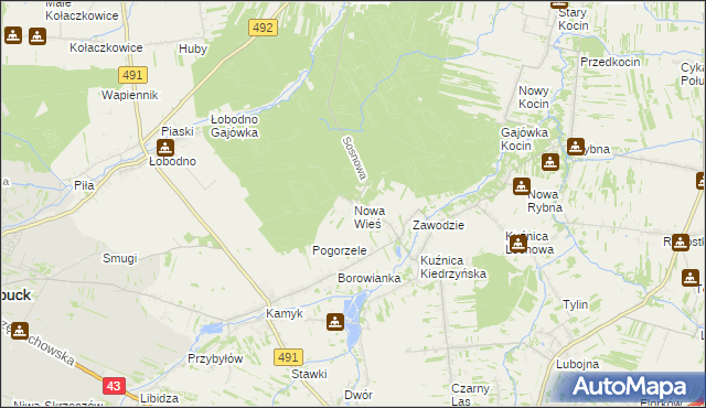 mapa Nowa Wieś gmina Kłobuck, Nowa Wieś gmina Kłobuck na mapie Targeo