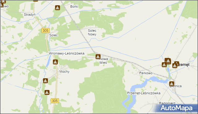 mapa Nowa Wieś gmina Przemęt, Nowa Wieś gmina Przemęt na mapie Targeo