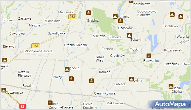 mapa Nowa Wieś gmina Słupca, Nowa Wieś gmina Słupca na mapie Targeo