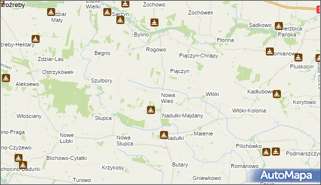 mapa Nowa Wieś gmina Staroźreby, Nowa Wieś gmina Staroźreby na mapie Targeo