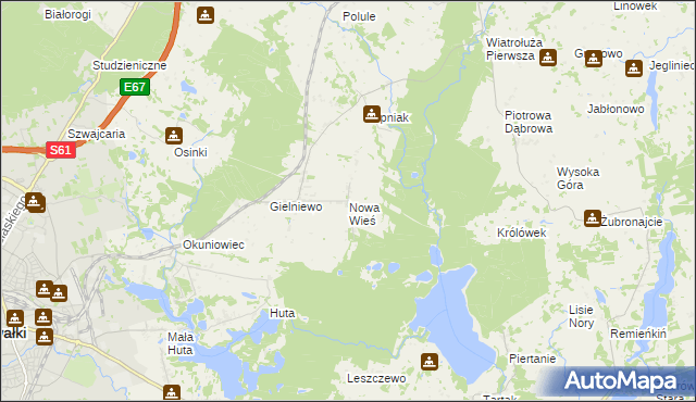 mapa Nowa Wieś gmina Suwałki, Nowa Wieś gmina Suwałki na mapie Targeo