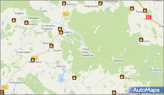 mapa Nowa Wieś Iławecka, Nowa Wieś Iławecka na mapie Targeo