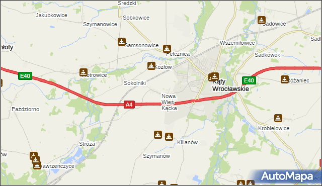 mapa Nowa Wieś Kącka, Nowa Wieś Kącka na mapie Targeo