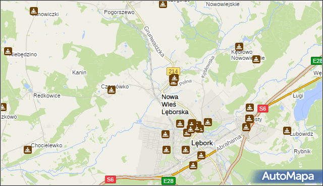 mapa Nowa Wieś Lęborska, Nowa Wieś Lęborska na mapie Targeo