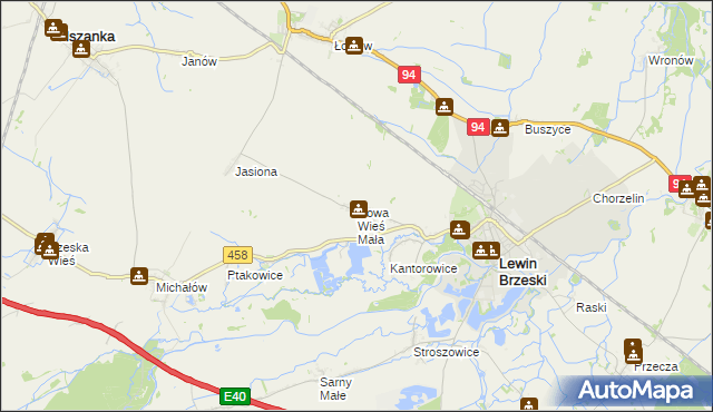 mapa Nowa Wieś Mała gmina Lewin Brzeski, Nowa Wieś Mała gmina Lewin Brzeski na mapie Targeo