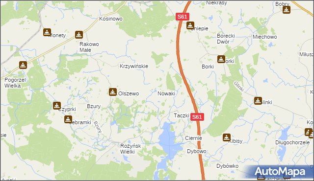 mapa Nowaki gmina Prostki, Nowaki gmina Prostki na mapie Targeo