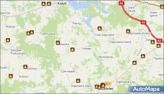 mapa Nowaki gmina Skórzec, Nowaki gmina Skórzec na mapie Targeo