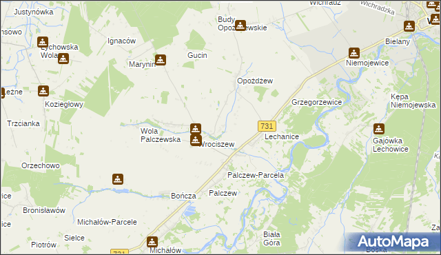 mapa Nowe Biskupice gmina Warka, Nowe Biskupice gmina Warka na mapie Targeo