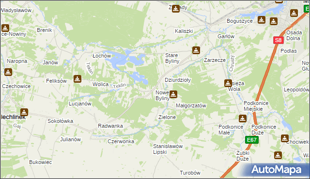 mapa Nowe Byliny, Nowe Byliny na mapie Targeo