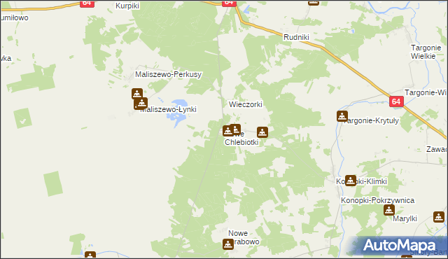 mapa Nowe Chlebiotki, Nowe Chlebiotki na mapie Targeo