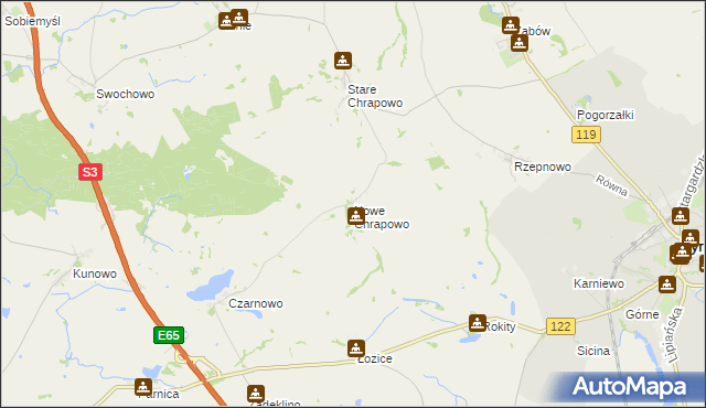 mapa Nowe Chrapowo, Nowe Chrapowo na mapie Targeo