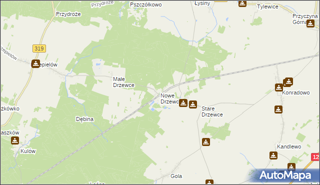 mapa Nowe Drzewce, Nowe Drzewce na mapie Targeo