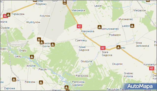 mapa Nowe Gajęcice, Nowe Gajęcice na mapie Targeo