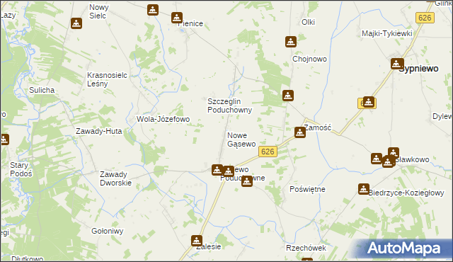 mapa Nowe Gąsewo, Nowe Gąsewo na mapie Targeo